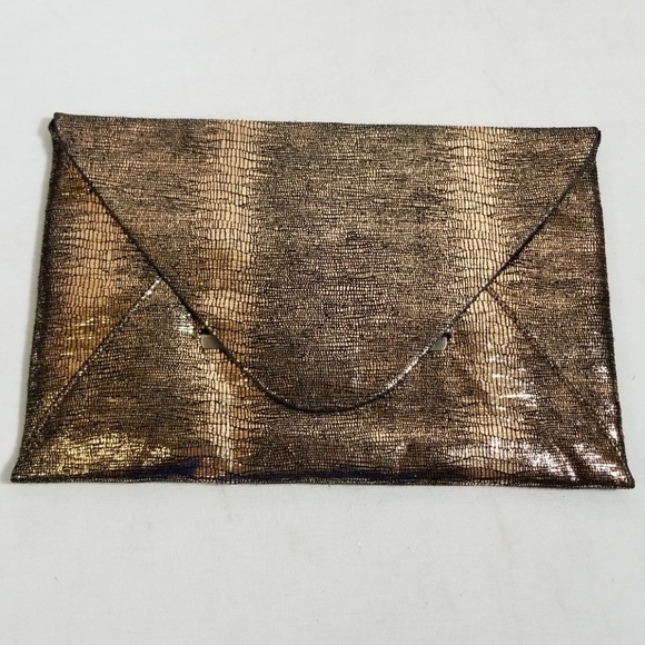 BCBGMaxAzria Gold Snake Embossed Clutch - Picture 2 of 7